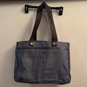 Thirty-One Denim Blue and Brown Travel Laptop Bag